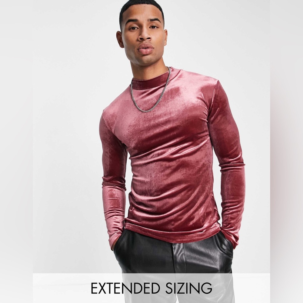 🔴 ASOS DESIGN muscle fit long sleeve velour t-shirt